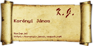 Korényi János névjegykártya