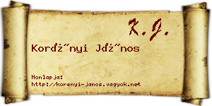 Korényi János névjegykártya